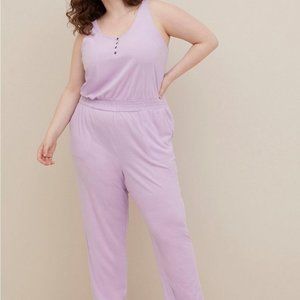 Torrid Henley Jumpsuit Cover Up - Terry Cloth Lavender Lilac Size 3
